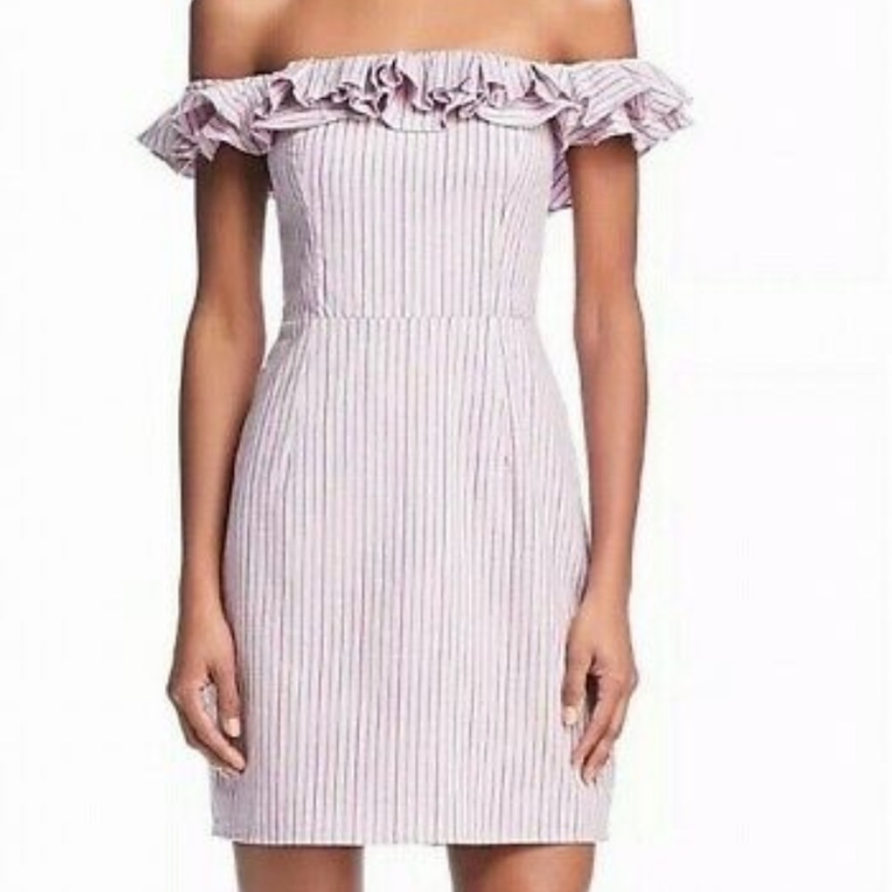 WAYF LILAC OFF THE SHOULDER DRESS